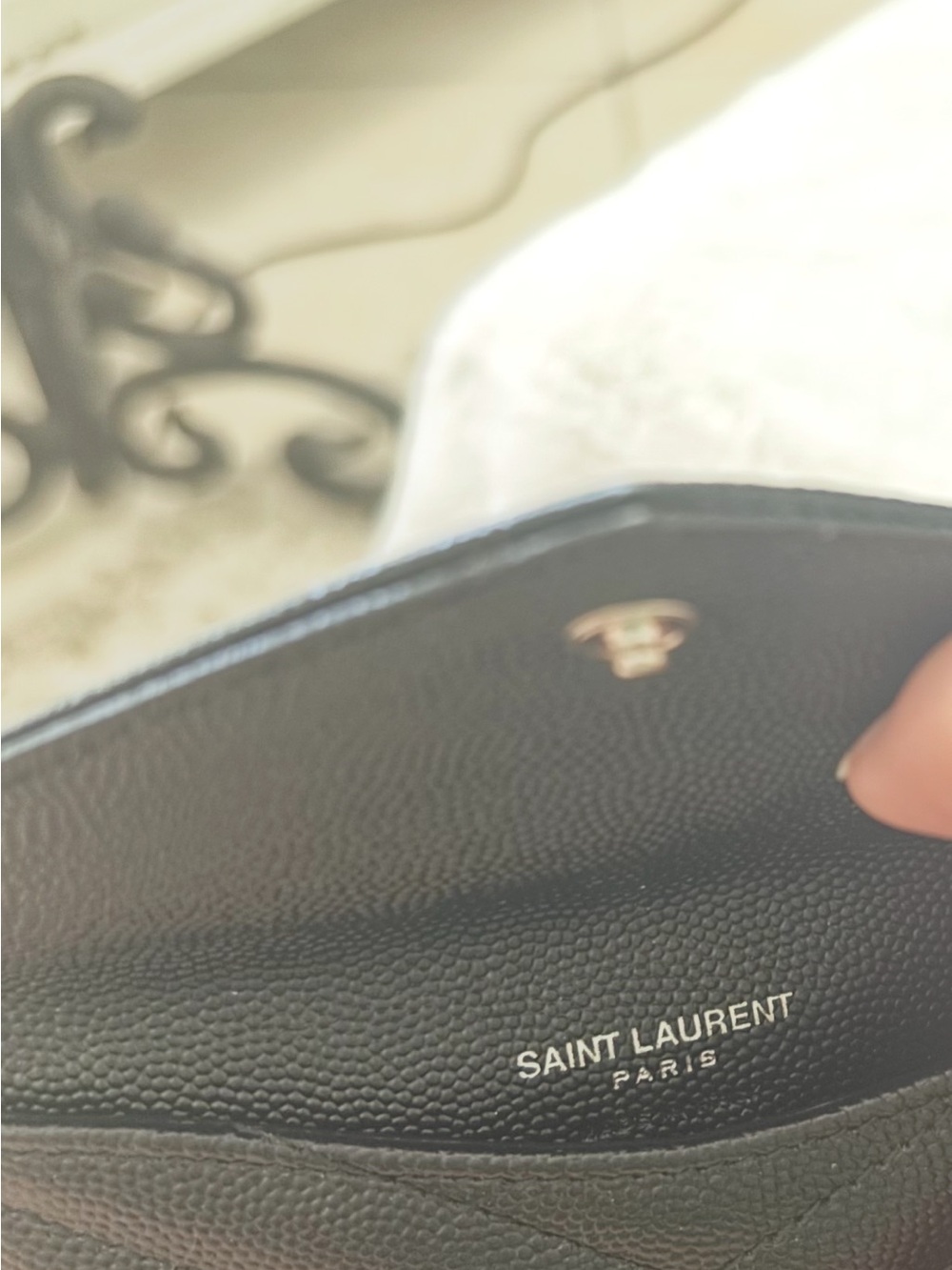 YSL CASSANDRE MATELASSÉ FRAGMENTS FLAP CARD CASE IN GRAIN DE POUDRE LEATHER - Picture 11 of 16
